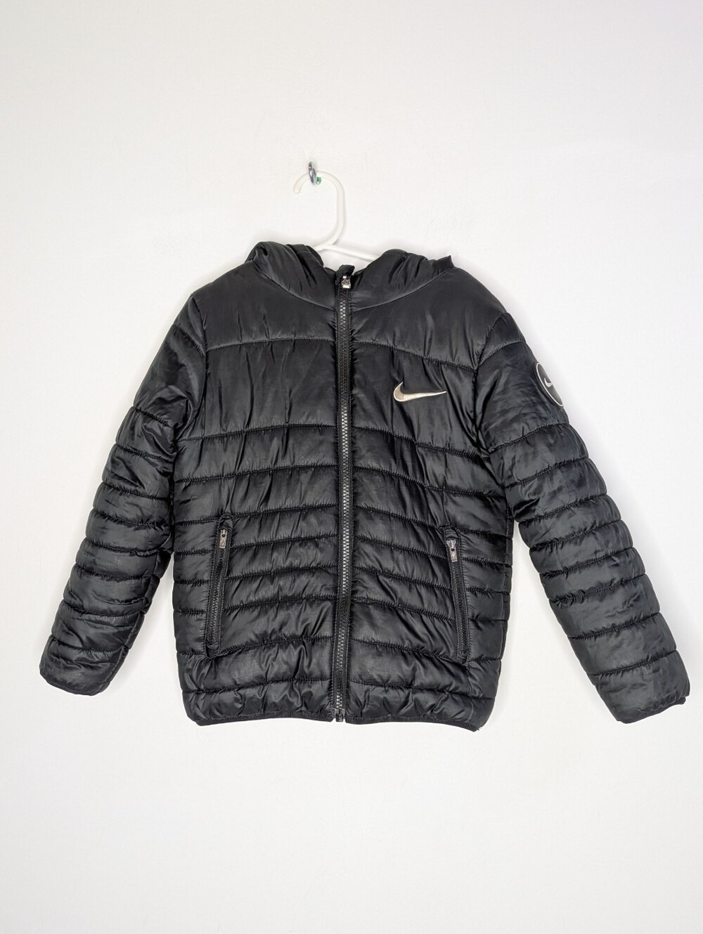 Nike Black Puffer Zip Up Kids Winter Hoodie Coat M
